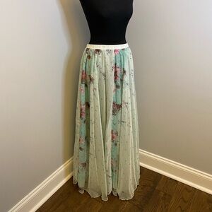 Green Tiered A-line Maxi Skirt for Cocktail